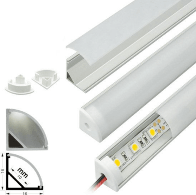 Perfil Aluminio Difusor 1002 3mt Esquinero 16x16mm