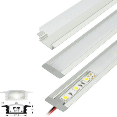 Perfil Aluminio Difusor 1204 3mt Plano Empotrable