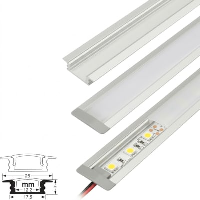 Perfil Aluminio Difusor 1204 3mt Plano Empotrable