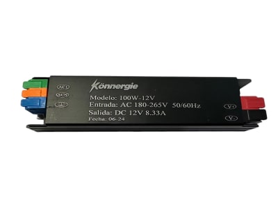Fuente de Poder 12V 8.33A 100W IP20 Conexión Rápida (160x34x24mm)