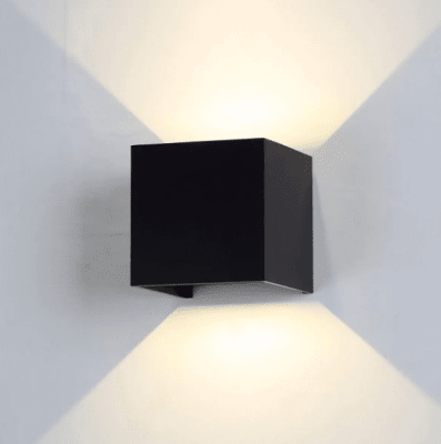 Aplique Muro Cubo Negro Bidireccional Ángulo Ajustable 6W 3000K IP54 (kn)