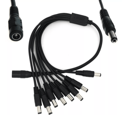 Conector Plug Jack 1 Hembra 8 Machos 12V 2.1mm