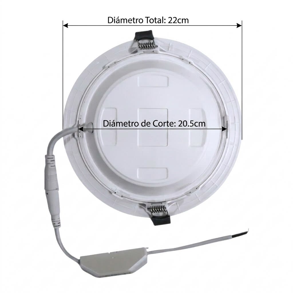 Panel Led 18W Embutido Redondo 220/205mm 3000K Luz Cálida (wt)2