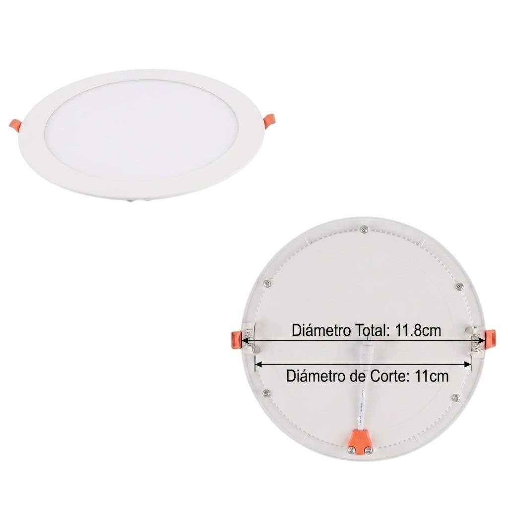 Panel Led 6W Embutido Redondo 220V 6500K Luz Fria (kn)2