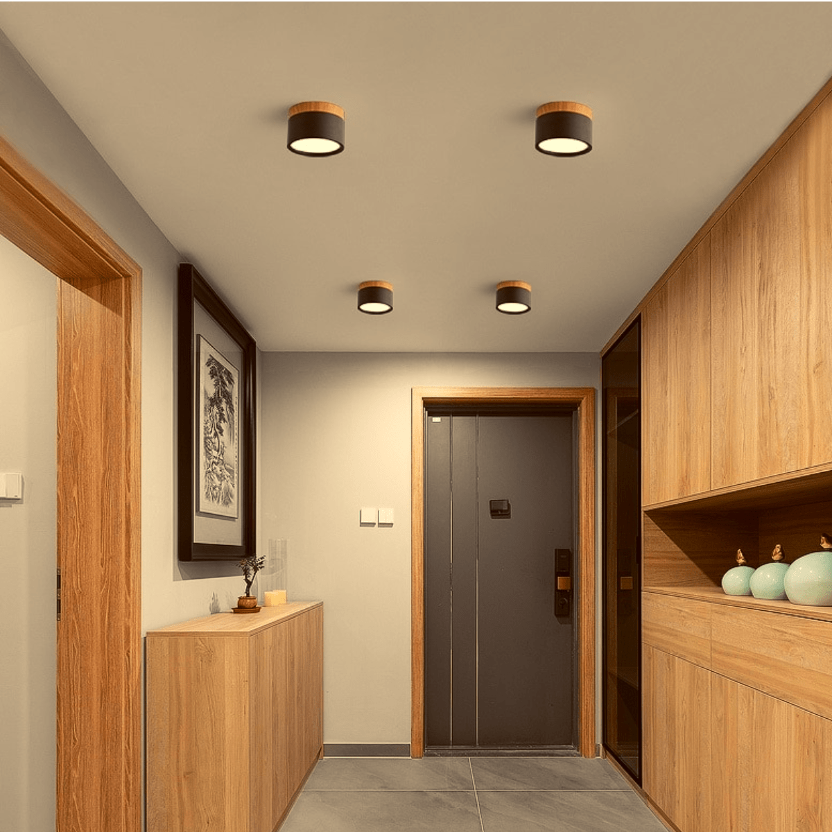 Panel Decorativo Sobrepuesto Negro Madera 6W 3000K Luz Cálida (kn)3