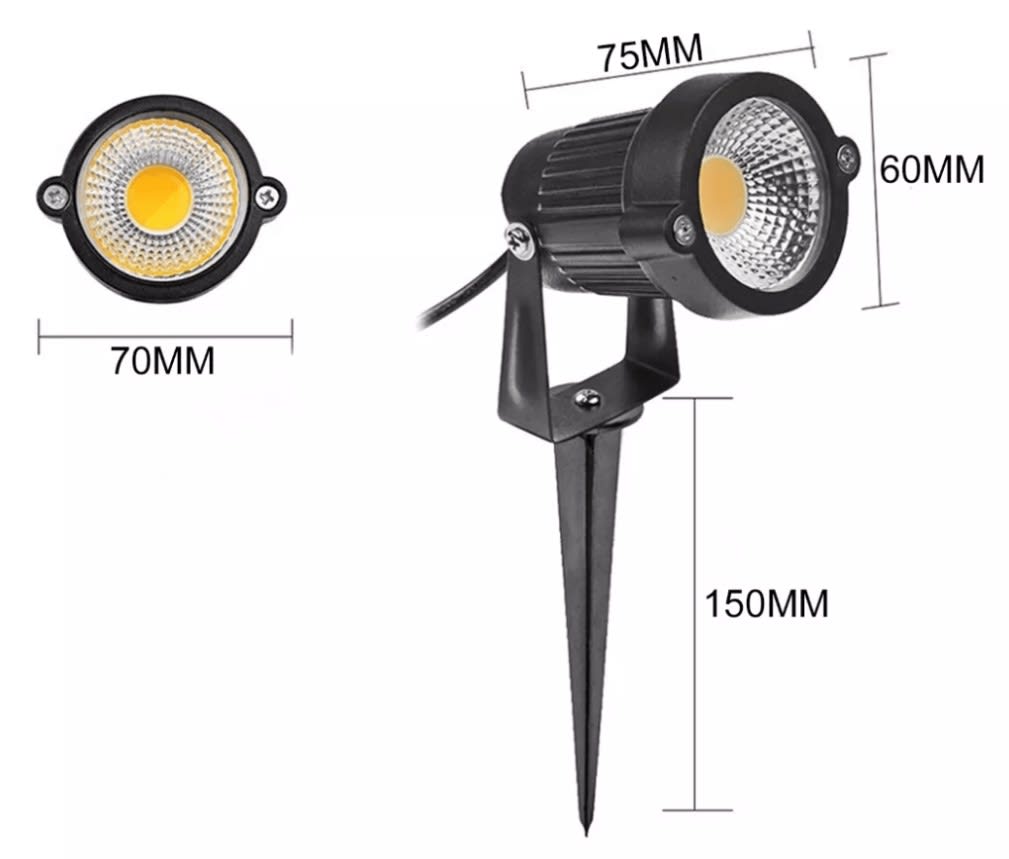 Foco Jardín Estaca 5W 220V 3000K Luz Cálida cuerpo negro2