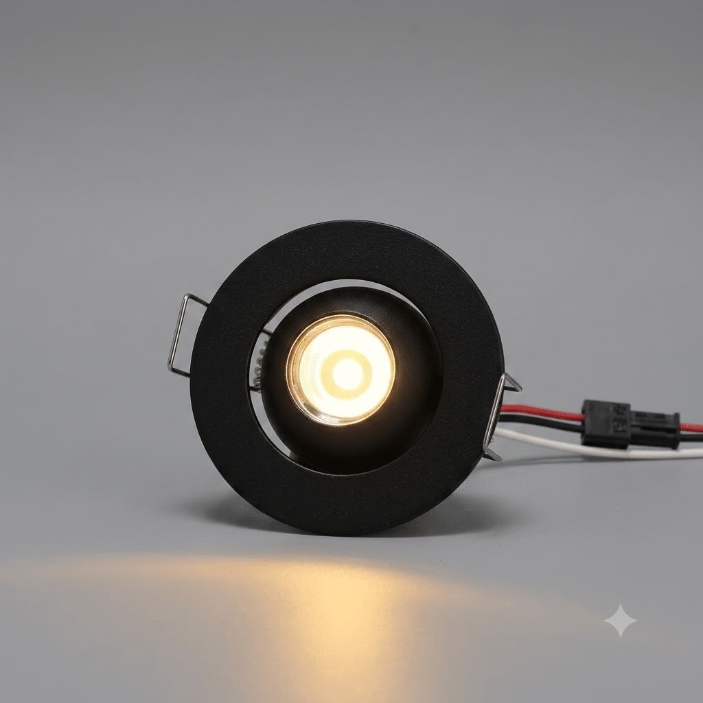Foco Spot Mini Basculante 2W 3000K Luz Cálida Negro3