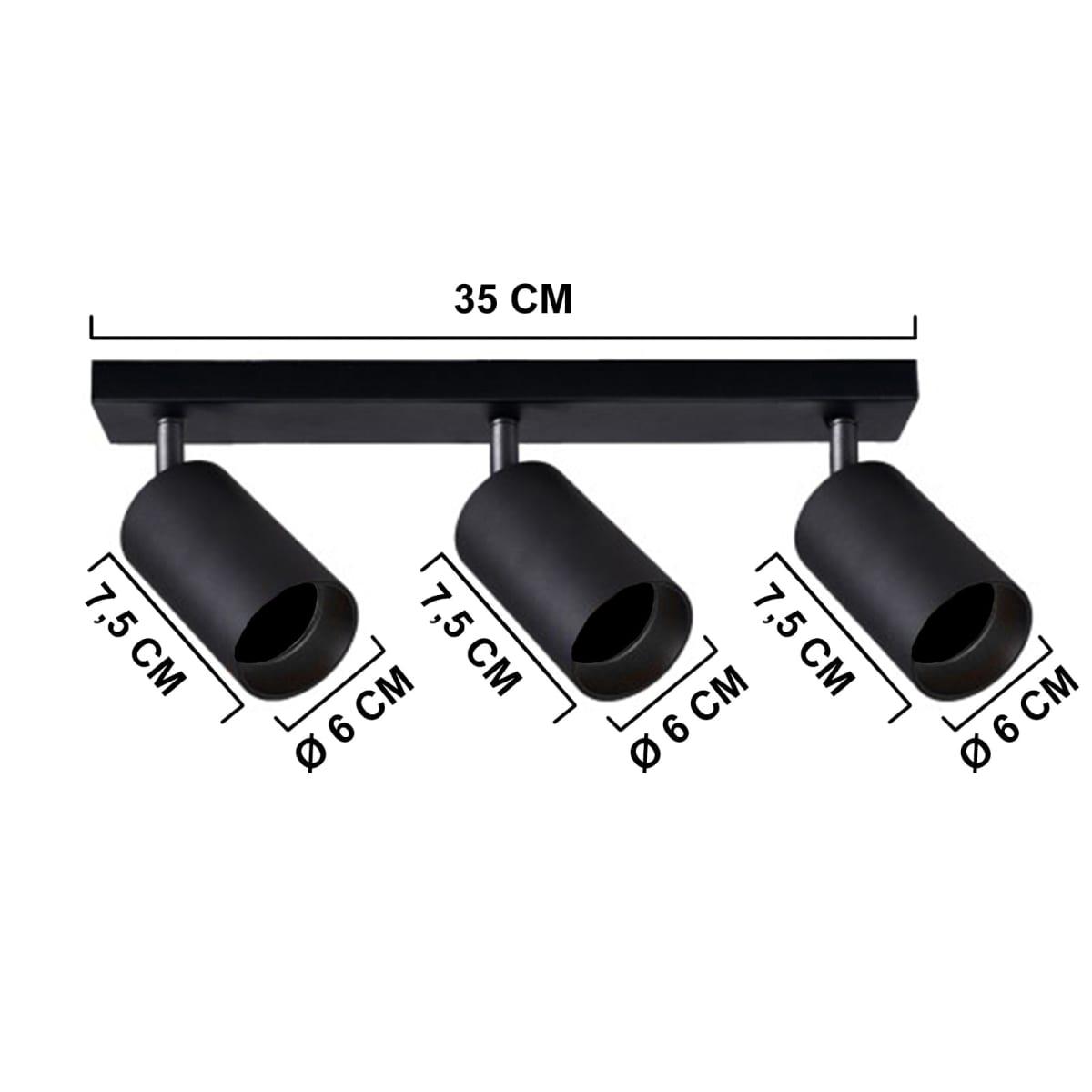 Apliqué Porta Ampolleta GU10 de 3 Focos Negro (wt)2