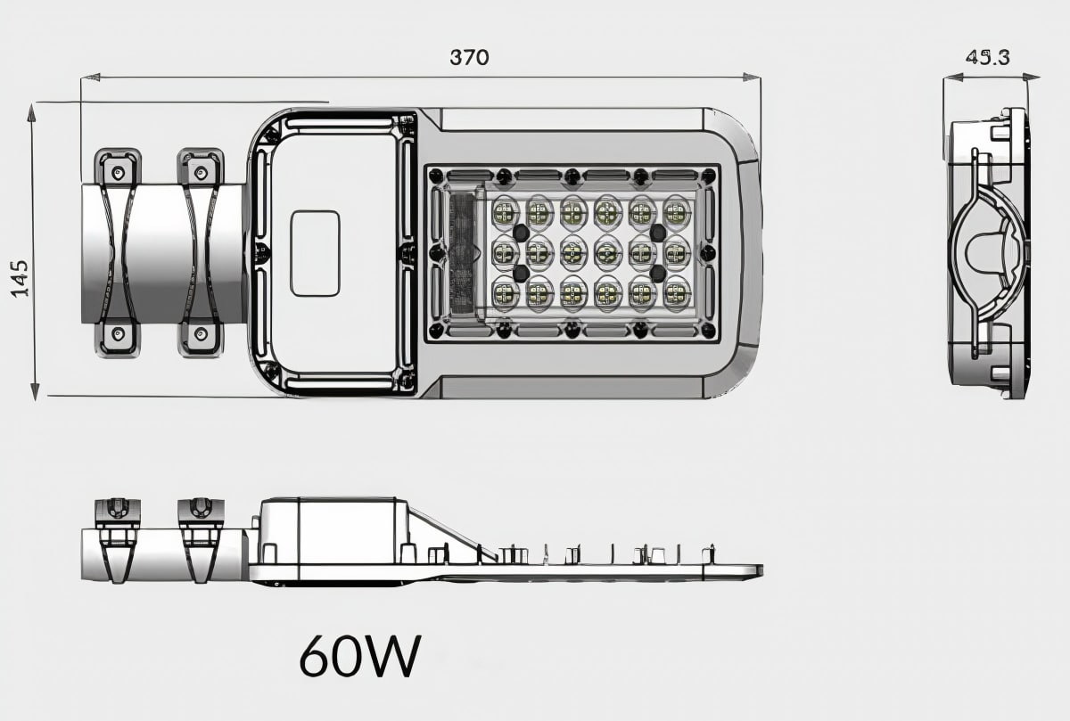 Luminaria Pública PubStreet 60W 5000K Luz Día Certif SEC5