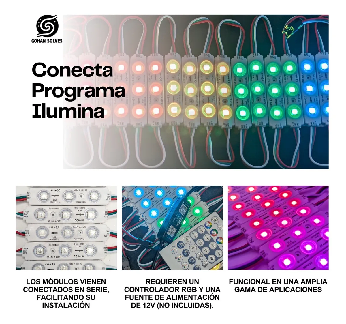 Tira 20 Módulo Digital ws2811 RGB 12V 1,6W IP65 170°5