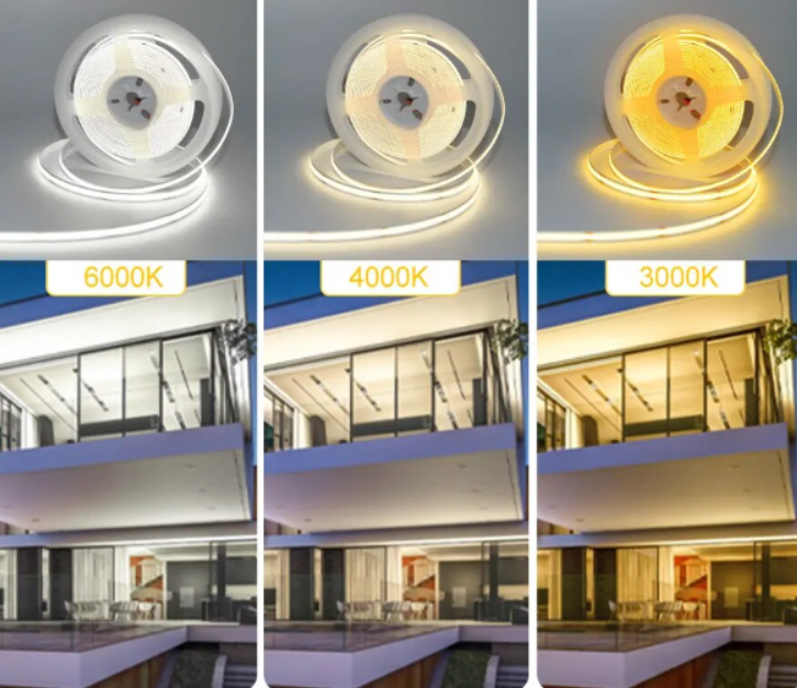 Cinta Led 24V COB 12W/m IP54 320Led/m 3000K Luz Cálida 10mt (kn)4