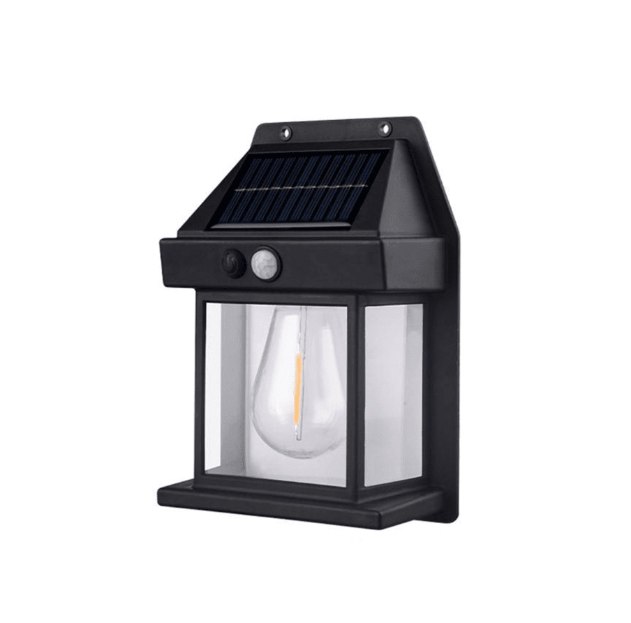 Apliqué de Muro Solar con Ampolleta Filamento Negro con sensor 3000K Luz Cálida IP65 (zh)2