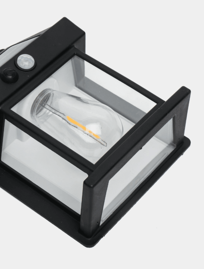 Apliqué de Muro Solar con Ampolleta Filamento Negro con sensor 3000K Luz Cálida IP65 (zh)3