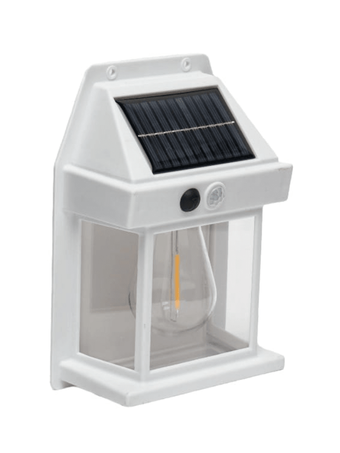 Apliqué de Muro Solar con Ampolleta Filamento Blanco con sensor 3000K Luz Cálida IP65 (zh)1