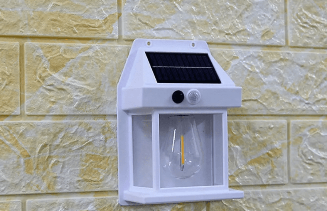 Apliqué de Muro Solar con Ampolleta Filamento Blanco con sensor 3000K Luz Cálida IP65 (zh)4