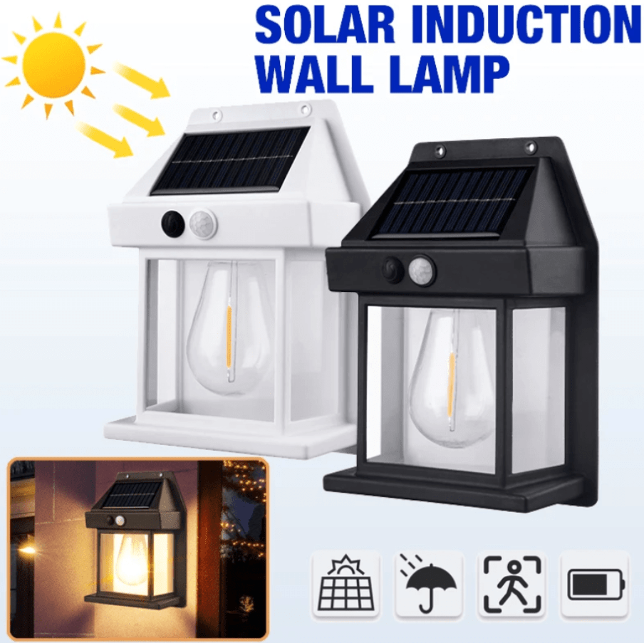 Apliqué de Muro Solar con Ampolleta Filamento Blanco con sensor 3000K Luz Cálida IP65 (zh)7
