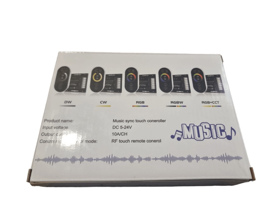 Control Remoto RF RGBW Sensor Musical Aluminio Negro 12-24V 4x10A2