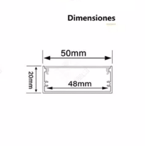 Perfil Aluminio Difusor TMAP5020 2mt Sobreponer2
