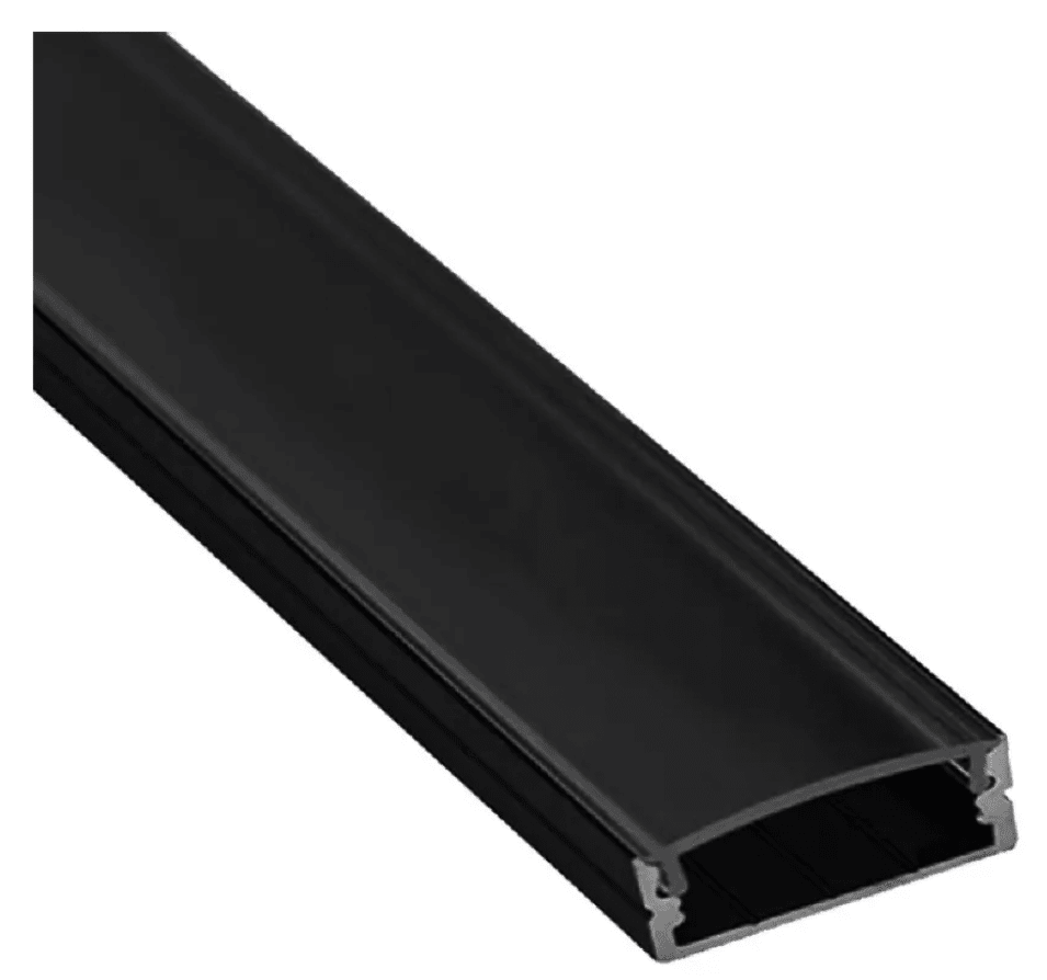 Perfil Aluminio Difusor 1205 3mt Delgado Plano Negro Pantalla Transparente1