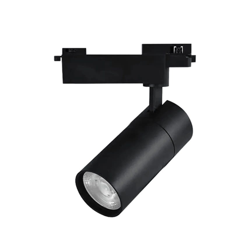 Foco Riel Monofásico 15W 3000K Luz Cálida Negro F.P.0.9 (kn)1