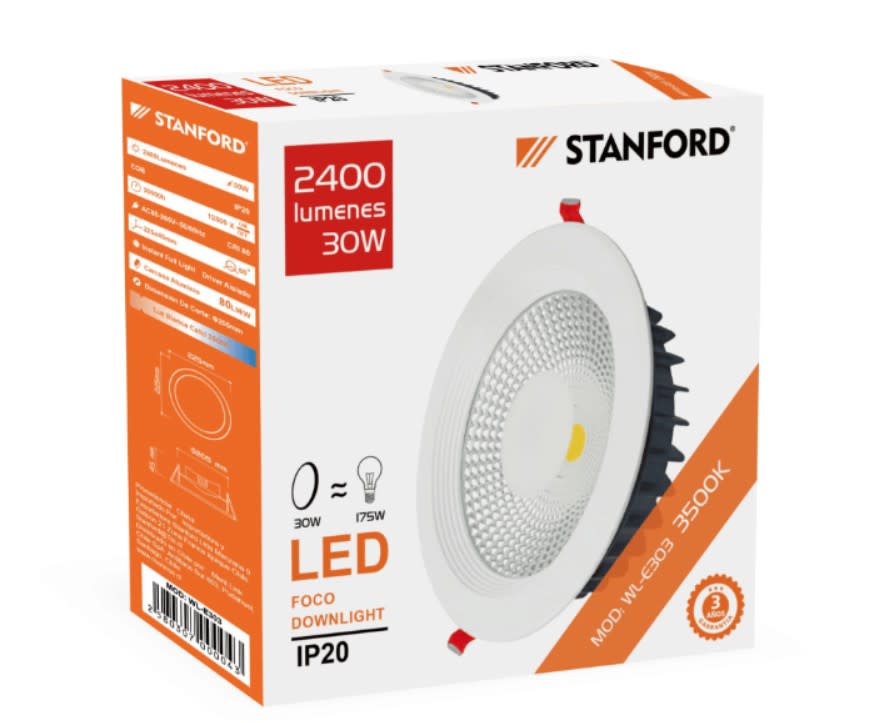 Foco Downlight 30W 3500K Luz Cálida Concéntrico Opal2