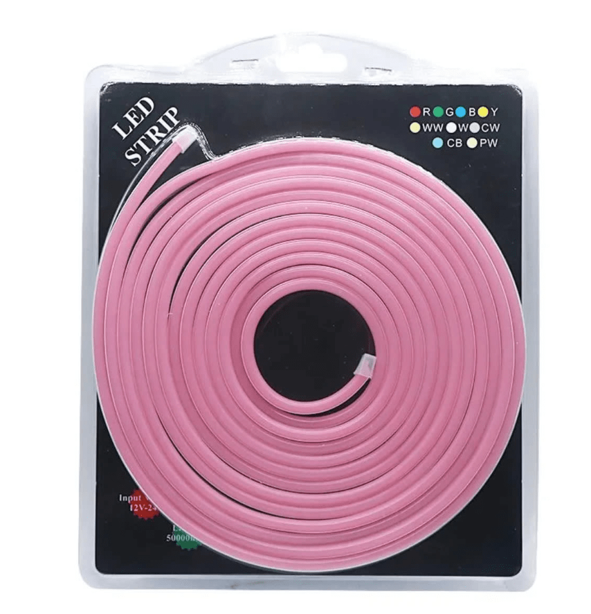 Cinta Led Neón 12V Rosado 5mt (blister)1