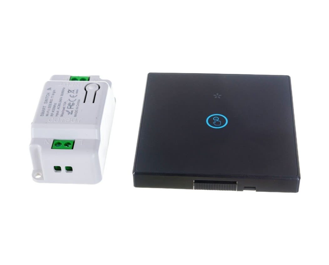 Interruptor Inalámbrico 433Mhz Negro 1 Botón + Receptor1