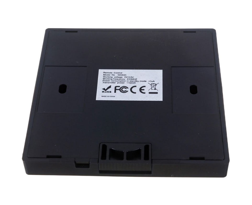 Interruptor Inalámbrico 433Mhz Negro 1 Botón + Receptor4