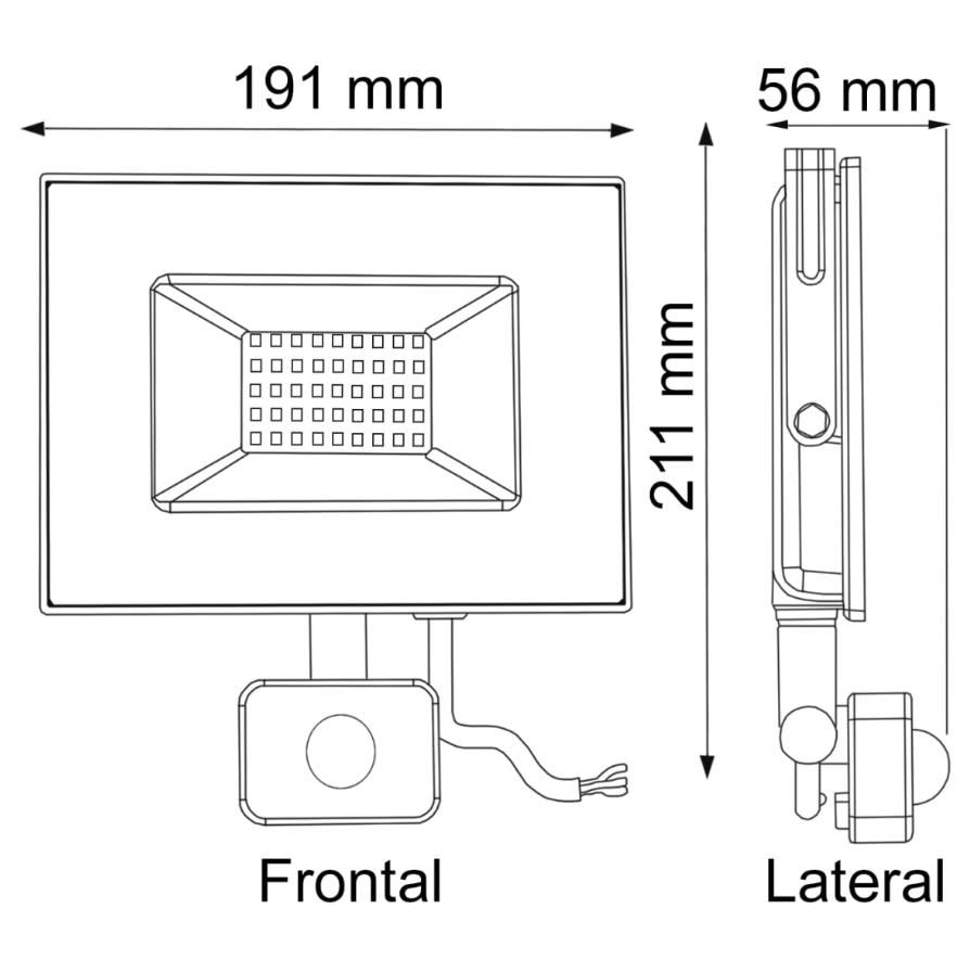 Proyector de Área SMD Street 50W con Sensor de Movimiento 3000k3