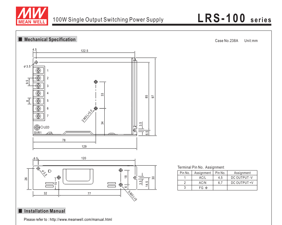 Fuente de Poder Mean Well 5V 18A 90W LRS-100-5 (129x97x30mm)7