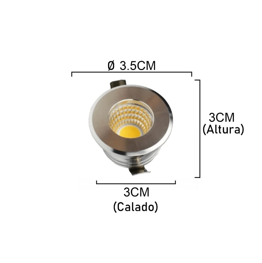Foco Spot Mini 3W 6000K Luz Fría Plateado Embutido Redondo (wd)3