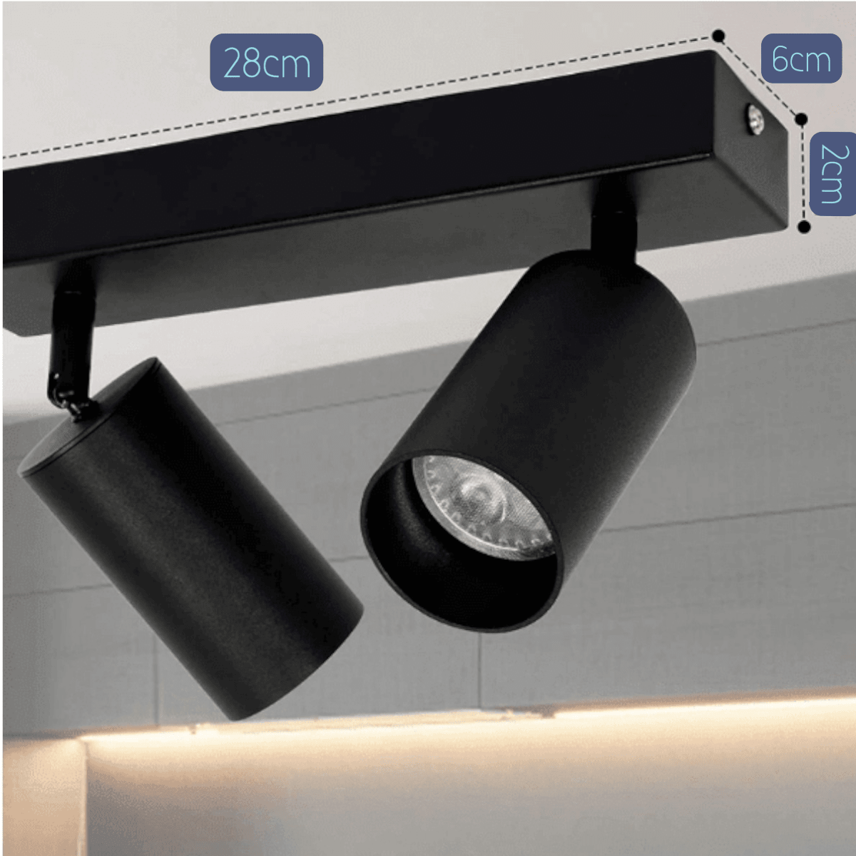 Apliqué Porta GU10 Doble Sobrepuesto Led Modelo Altair II Negro3