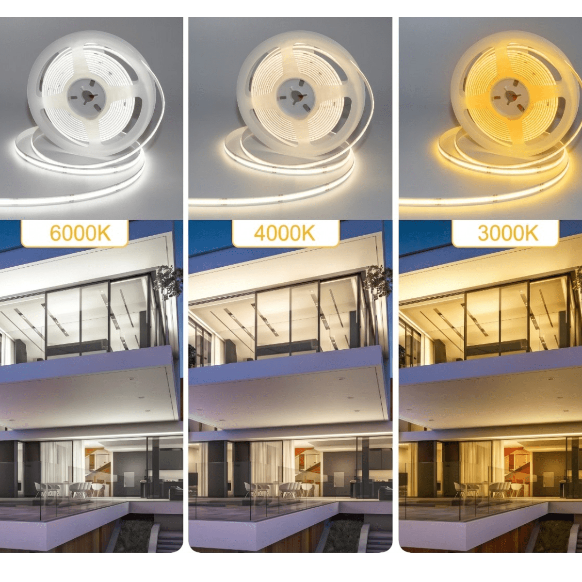 Cinta Led 24V COB 12W/m IP54 320Led/m 3000K Luz Cálida 10mt5