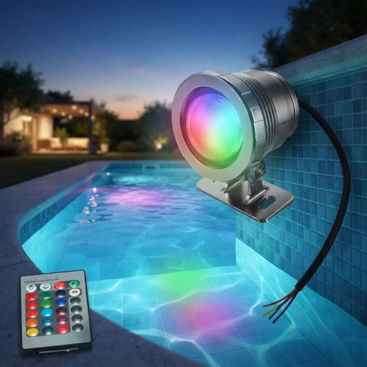 Foco Pileta Piscina 12V 10W RGB Acero Inox3