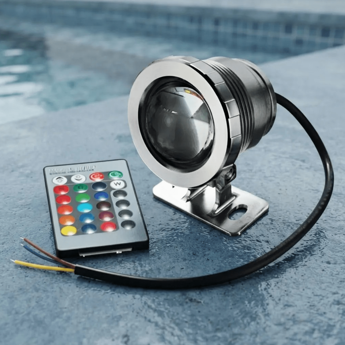 Foco Pileta Piscina 12V 10W RGB Acero Inox2