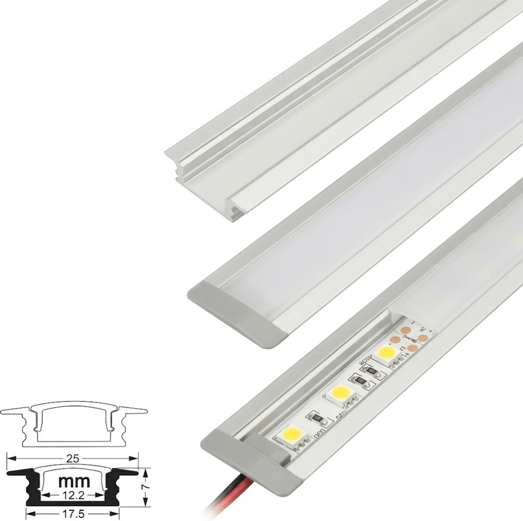 Perfil Aluminio Difusor 1204 3mt Plano Empotrable1