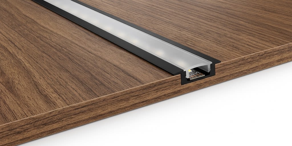 Perfil Aluminio Difusor 1204 2mt Plano Empotrable Negro4