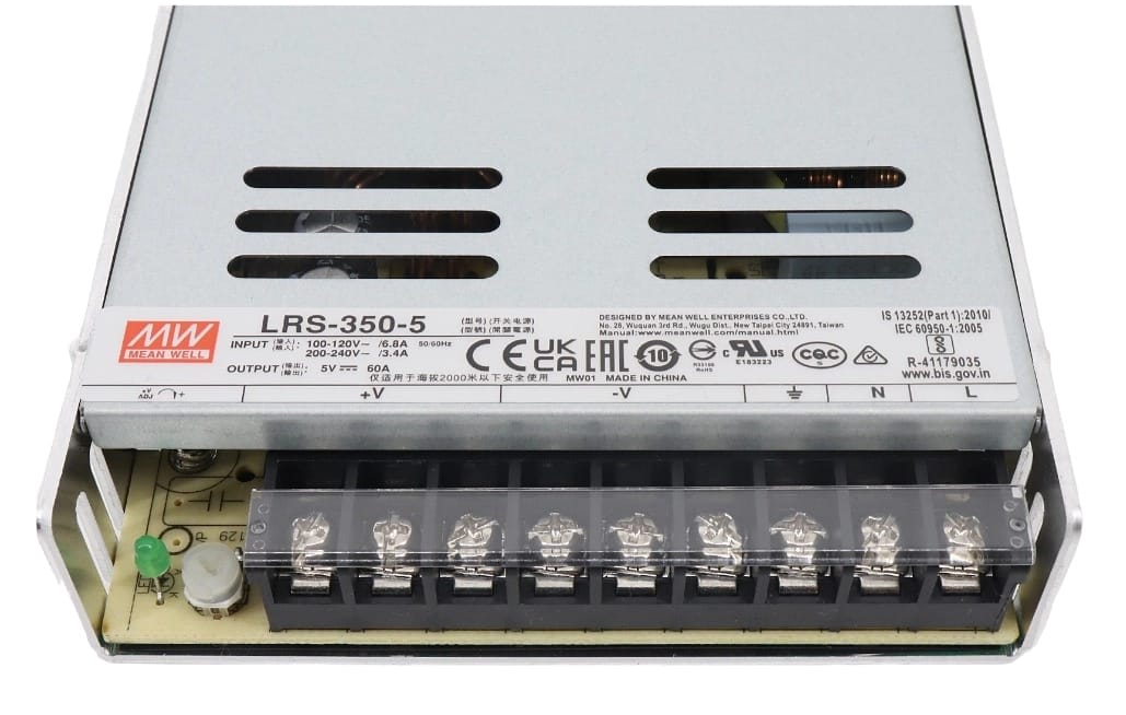 Fuente de Poder Mean Well 5V 60A 300W LRS-350-5 (215x115x30mm)4