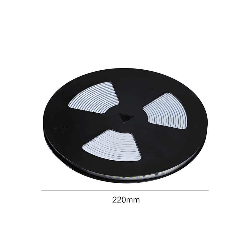 Cinta 220V 8W/m 3000K Cálida 120Led/m 2835 IP44 10mt2