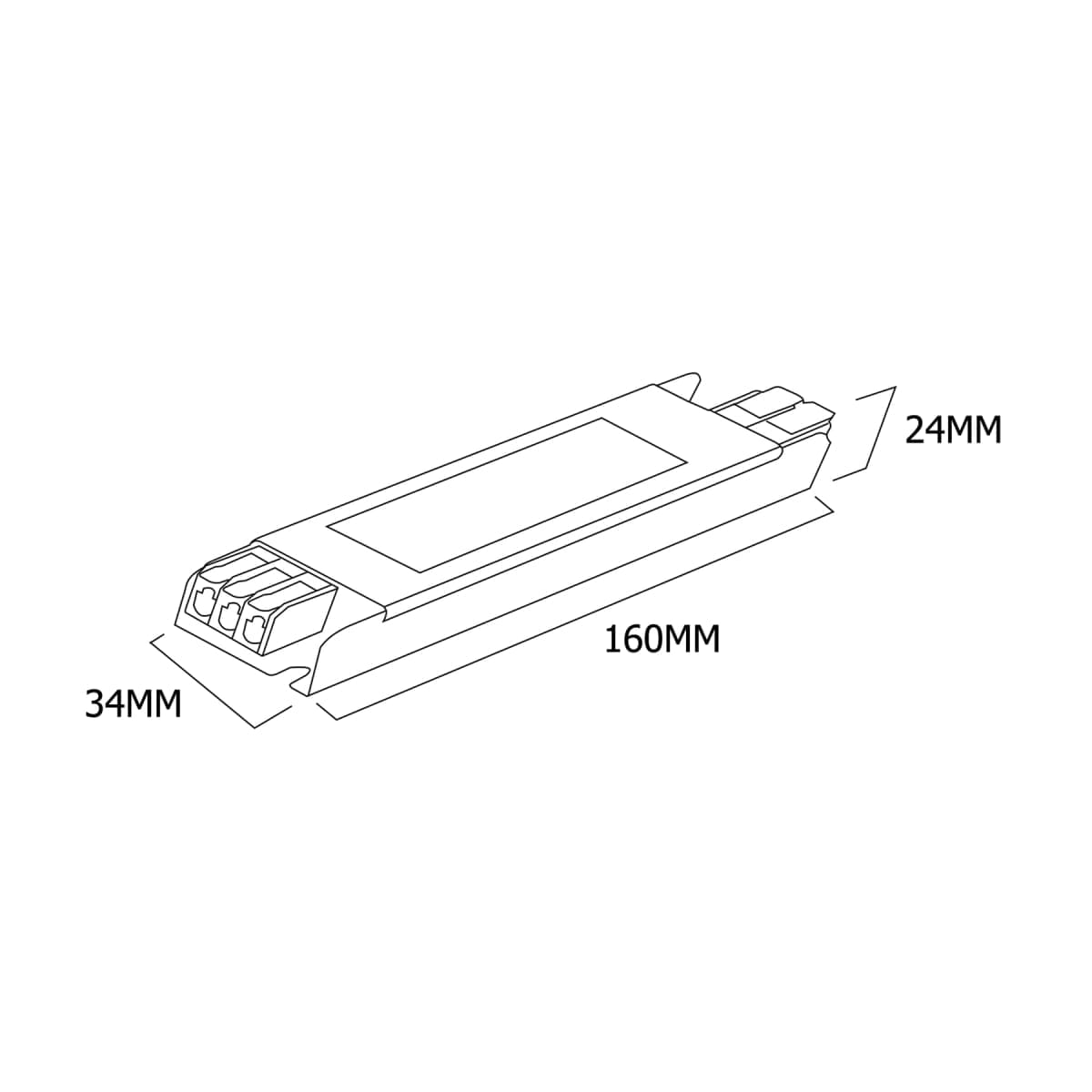 Fuente de Poder 12V 8.33A 100W IP20 Conexión Rápida (160x34x24mm)4