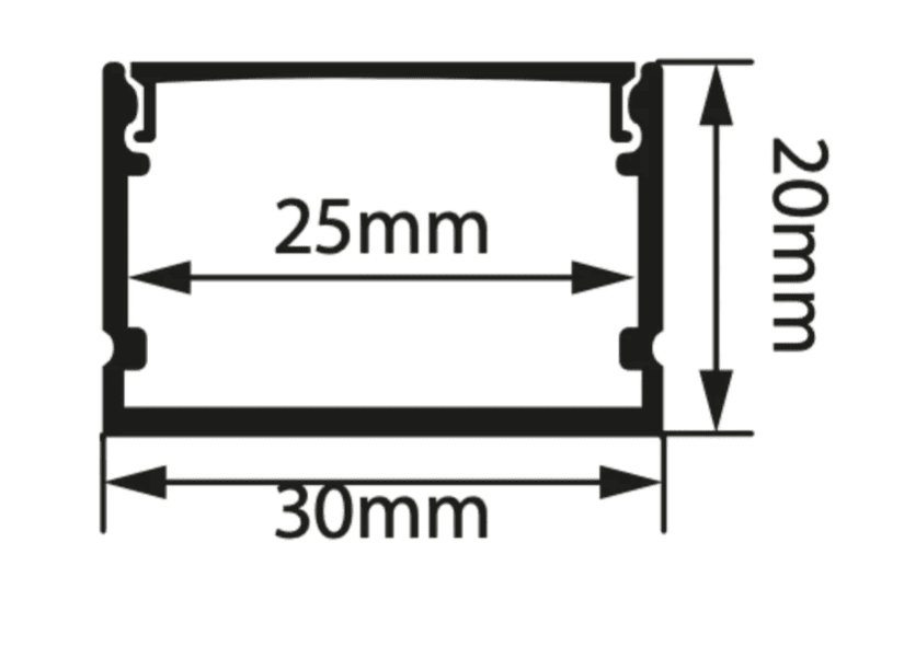 Perfil Aluminio Difusor TMAP3020 2mt Sobreponer (vm)2
