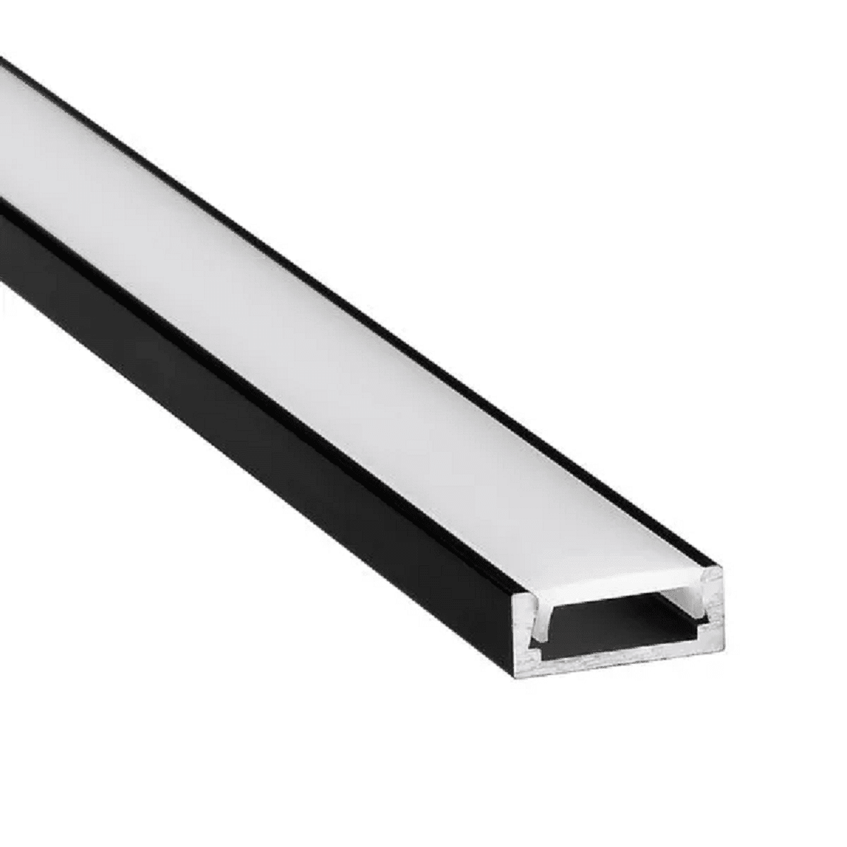Perfil Aluminio Difusor 1102 3mt Delgado Plano Negro2