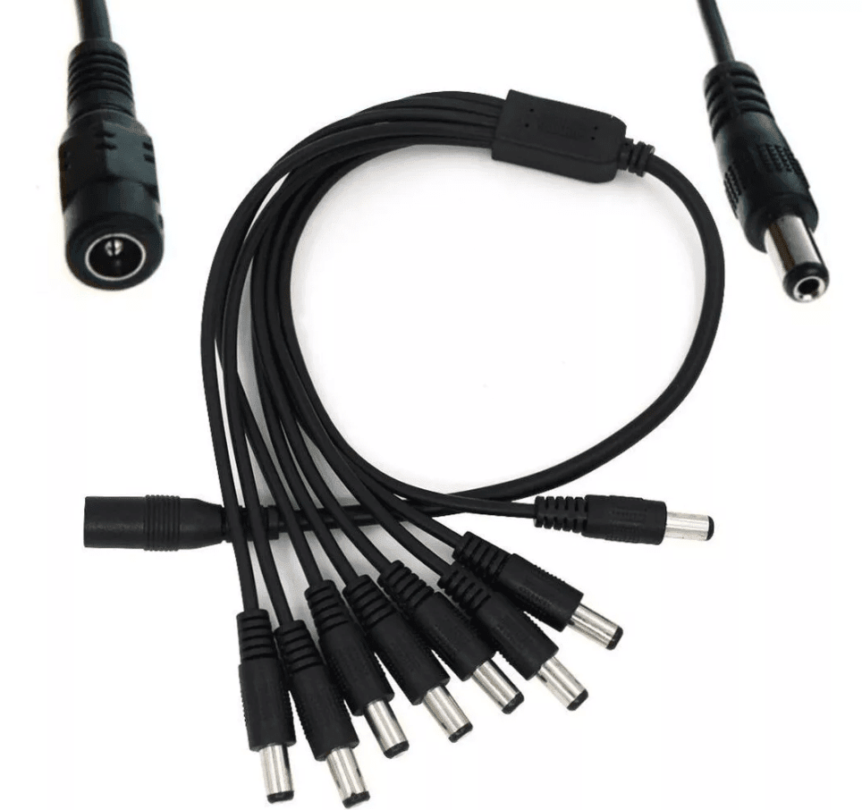 Conector Plug Jack 1 Hembra 8 Machos 12V 2.1mm1