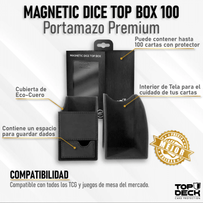 Portamazo Premium Top Deck Magnetic Dice Top Box 100