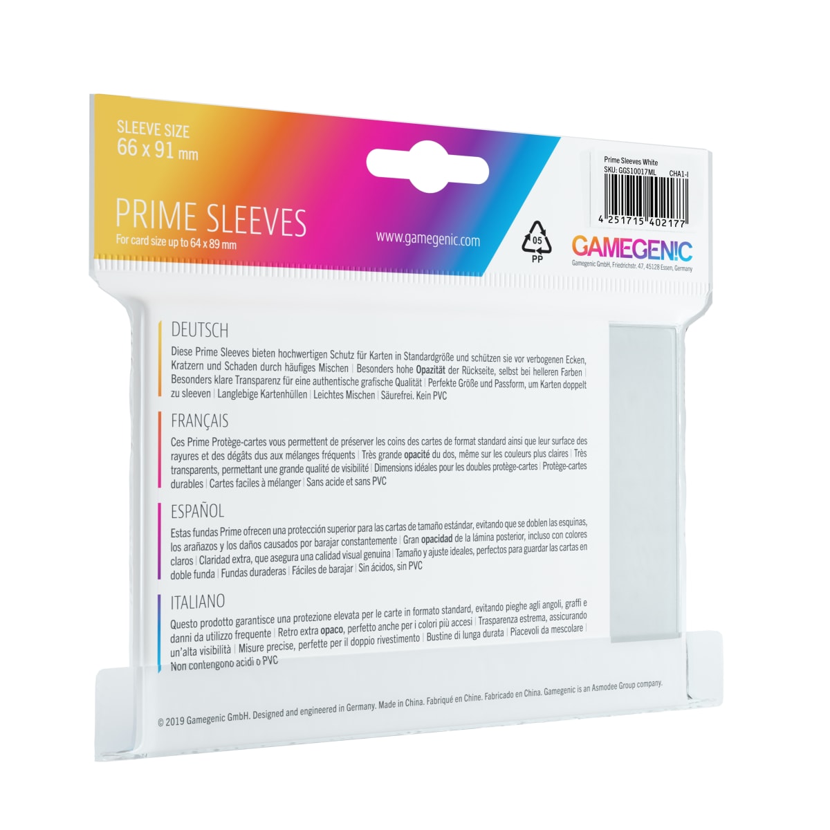 Sleeves GameGenic Standard Prime White 1
