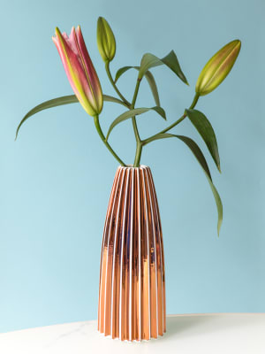 Florero “Spicchio” Blanco / Cobre