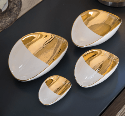 Platos Ovale Modelo Blanco / Oro I.  2 unidades