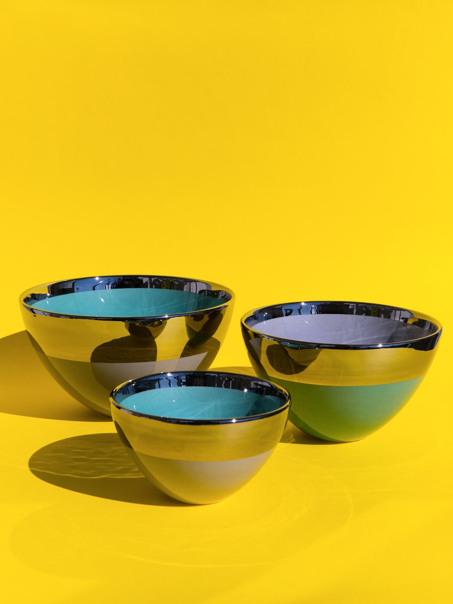 Bowl “Emisfero” Aquamarine - Gris Pastel / Platino 3 unidades1