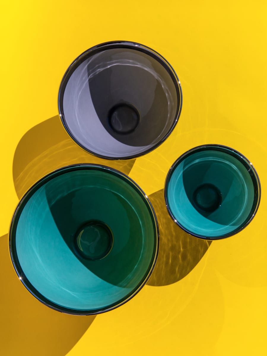 Bowl “Emisfero” Aquamarine - Gris Pastel / Platino 3 unidades2