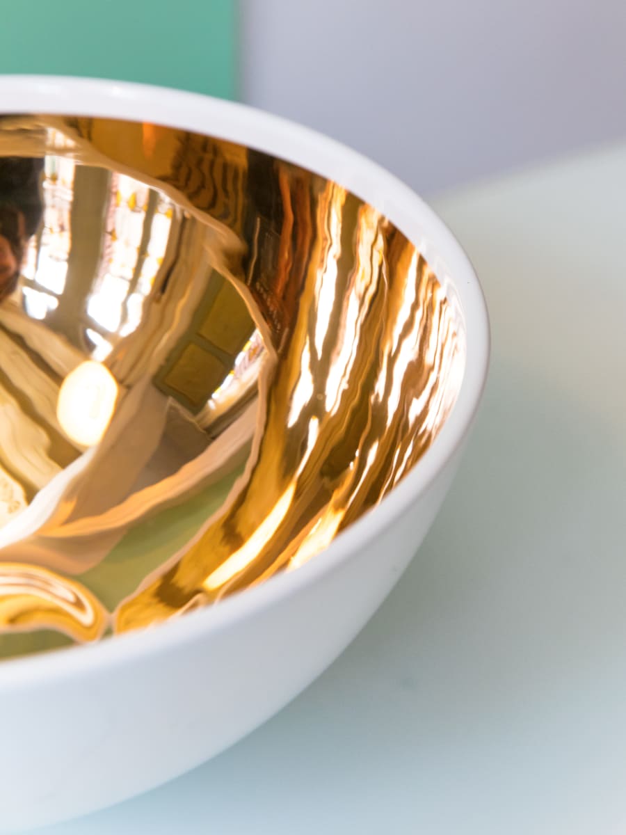 Bowl “Emisfero” Blanco / Oro3